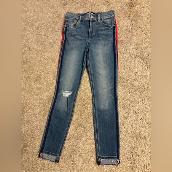 Express high rise ankle legging with red stripes down both sides - Picture 1 of 9